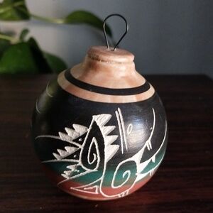 Vintage Mitchell Blackhorn Navajo Artist Hand Carved Signed Christmas Ornament